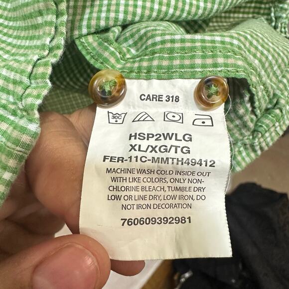 Wrangler Hero Green Check Men's Short Sleeve Buttoned Shirt Size XL‎ Large Woven - Picture 12 of 12